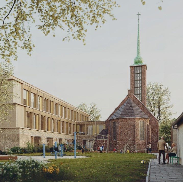 Der drittplatzierte Entwurf für das Soziale Stadtteilzentrum auf der Veddel von Monari + Zitelli Architekten mit Holzapfel-Herziger & Bensch.