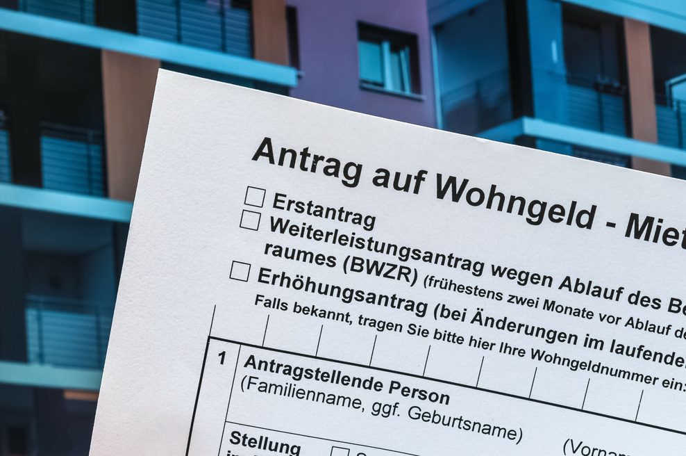 Ein Antrag auf Wohngeld.