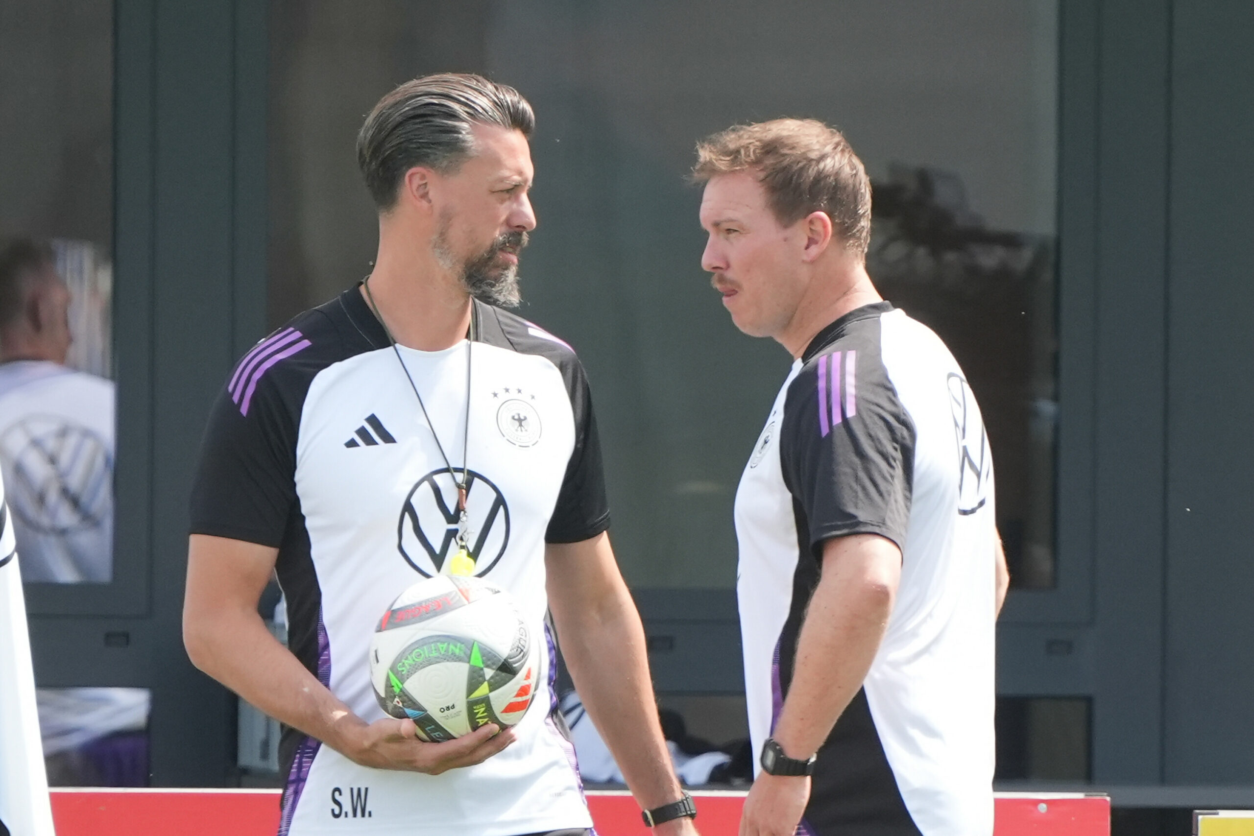 Sandro Wagner und Julian Nagelsmann beim Training der Nationalmannschaft