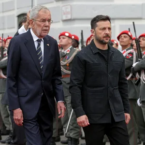 Der ukrainische Präsident Selenskyj mit seinem österreichischen Amtskollegen Alexander Van der Bellen in Wien.