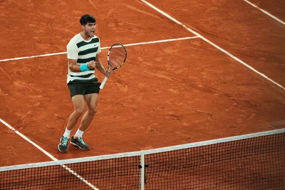 Carlos Alcaraz jubelt bei den French Open