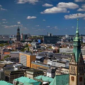 Die Skyline von Hamburg.