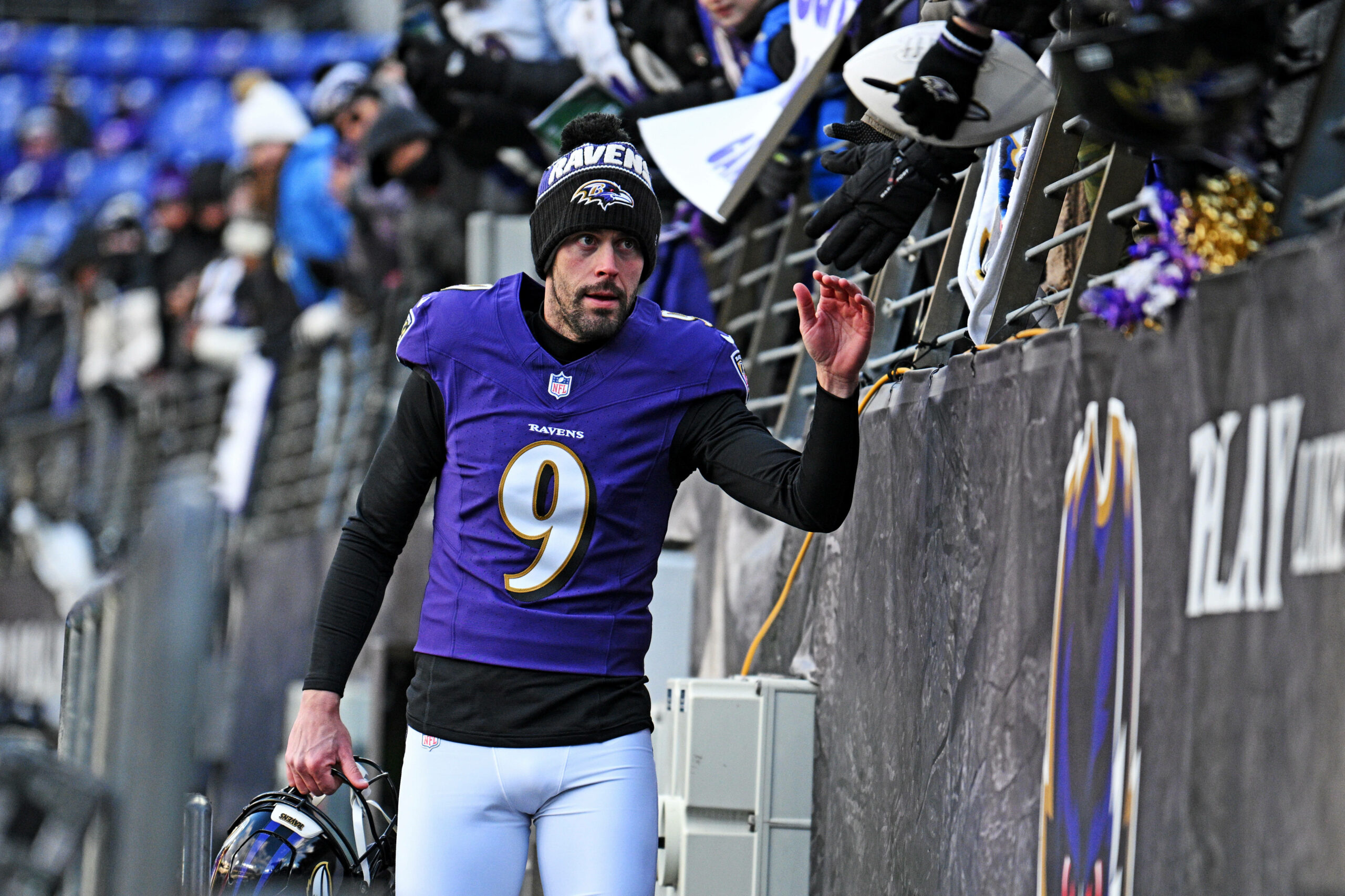 Justin Tucker im Trikot der Baltimore Ravens