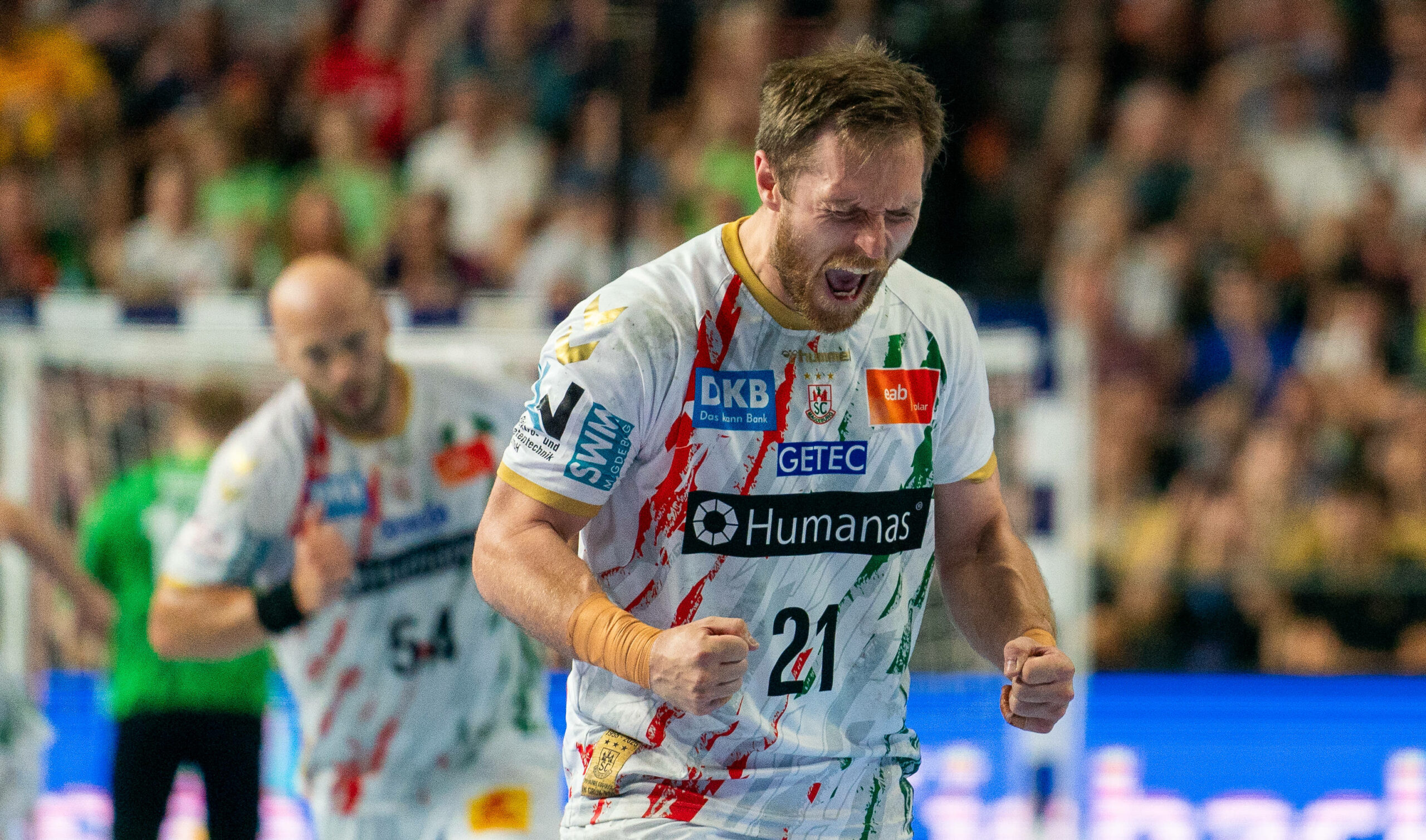 Albin Lagergren vom SC Magdeburg jubelt