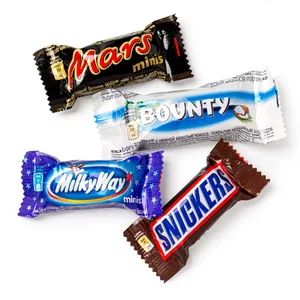 Vier Schokoriegel: Mars Bounty, Milky Way, Snickers