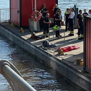 Rettungskräfte an der Elbe.