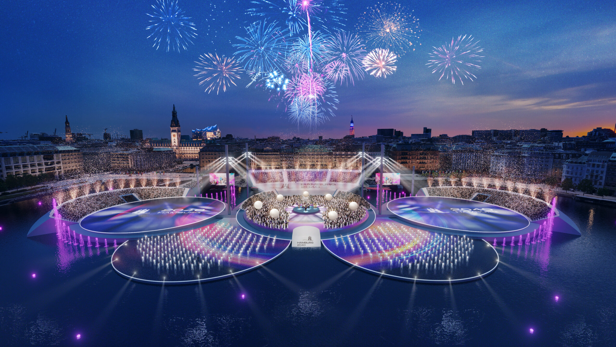 Die Binnenalster soll Olympia-Stadion werden