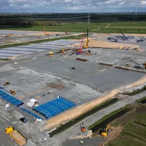Northvolt-Baustelle bei Heide: Rund 350 Millionen Euro stecken hier schon in der Erde.