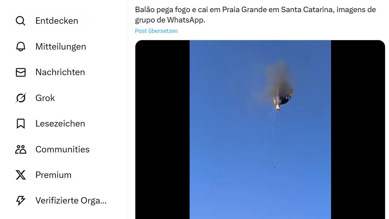 Ballonabsturz im Süden Brasilien