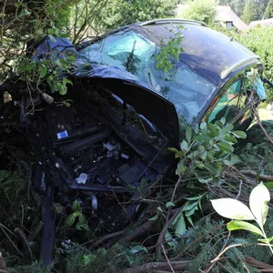 Der Wagen raste bei dem Unfall in Rostock über mehrere Grundstücke.