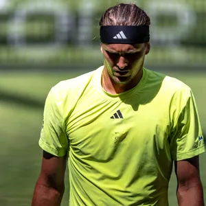 Alexander Zverev schaut nach unten gen Rasen.