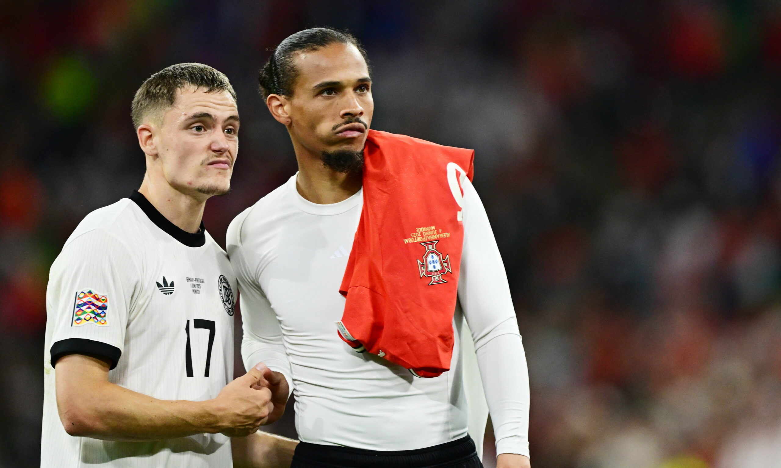 Florian Wirtz und Leroy Sané sind enttäuscht