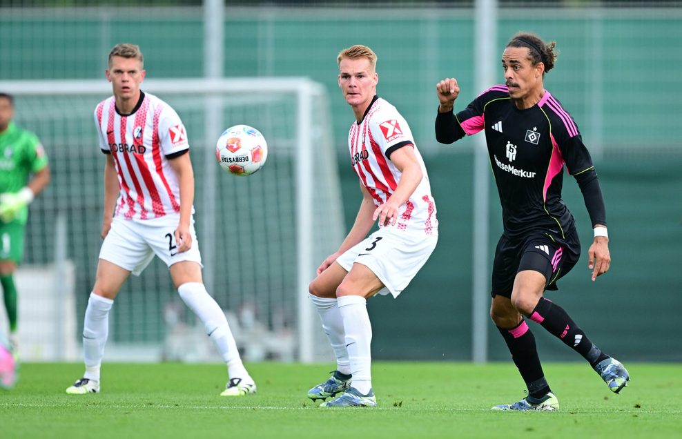 Philipp Lienhart und Yussuf Poulsen im Duell um den Ball