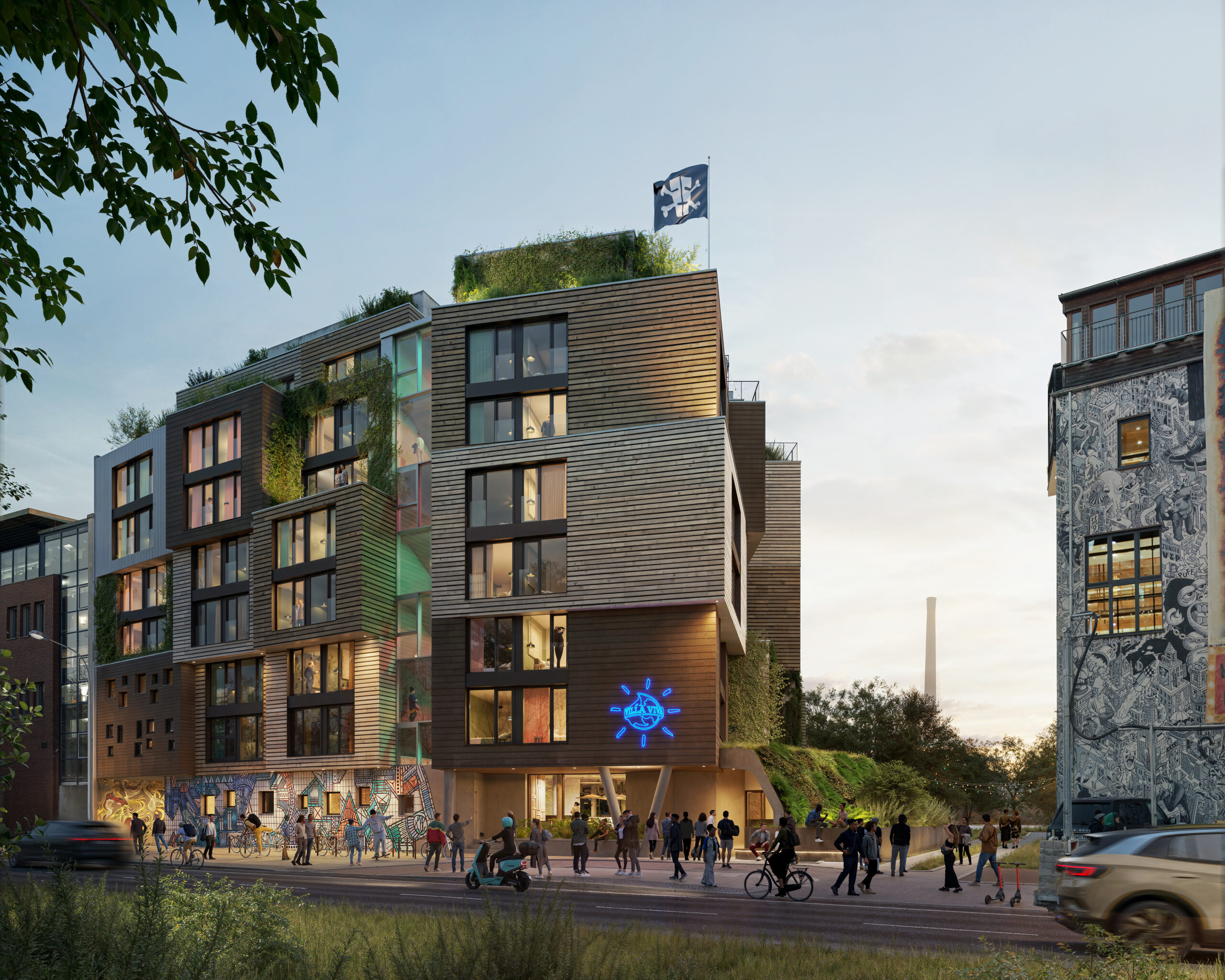 So soll die „Viva Villa Holzmarkt“ in Berlin von außen aussehen.