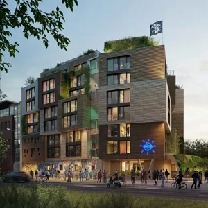 So soll die „Viva Villa Holzmarkt“ in Berlin von außen aussehen.