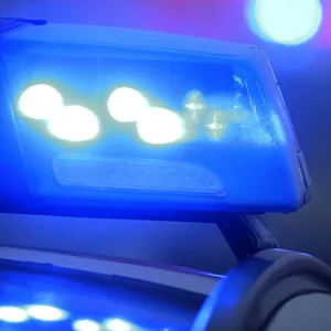 Ein Polizeiauto mit eingeschaltetem Blaulicht. (Symbolbild)
