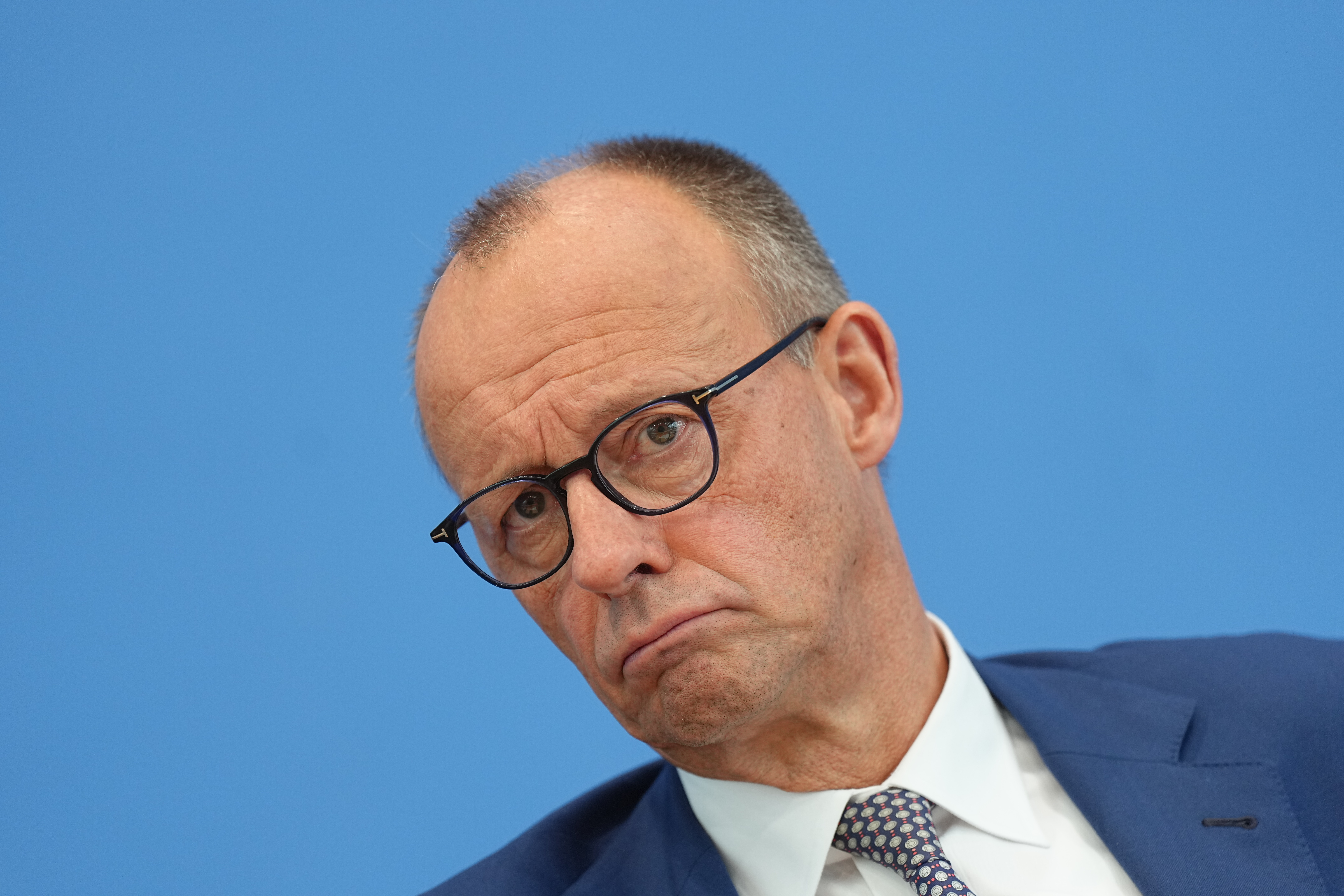 Bundeskanzler Friedrich Merz (CDU) bei seiner Sommer-Pressekonferenz.
