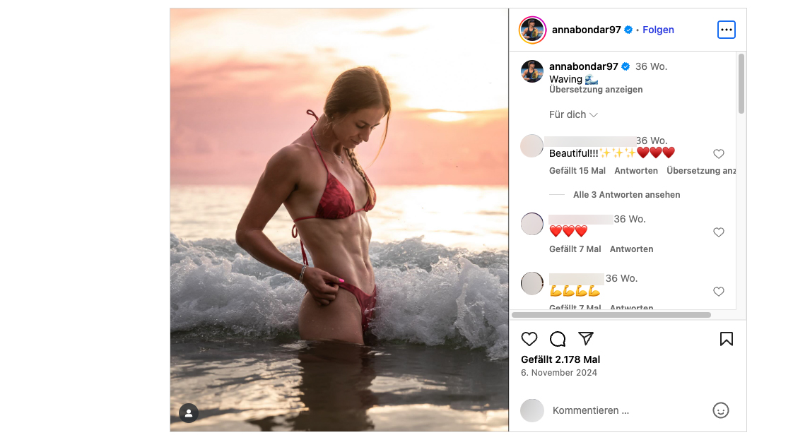 Richtig fit: Anna Bondar zeigt sich auf Instagram.