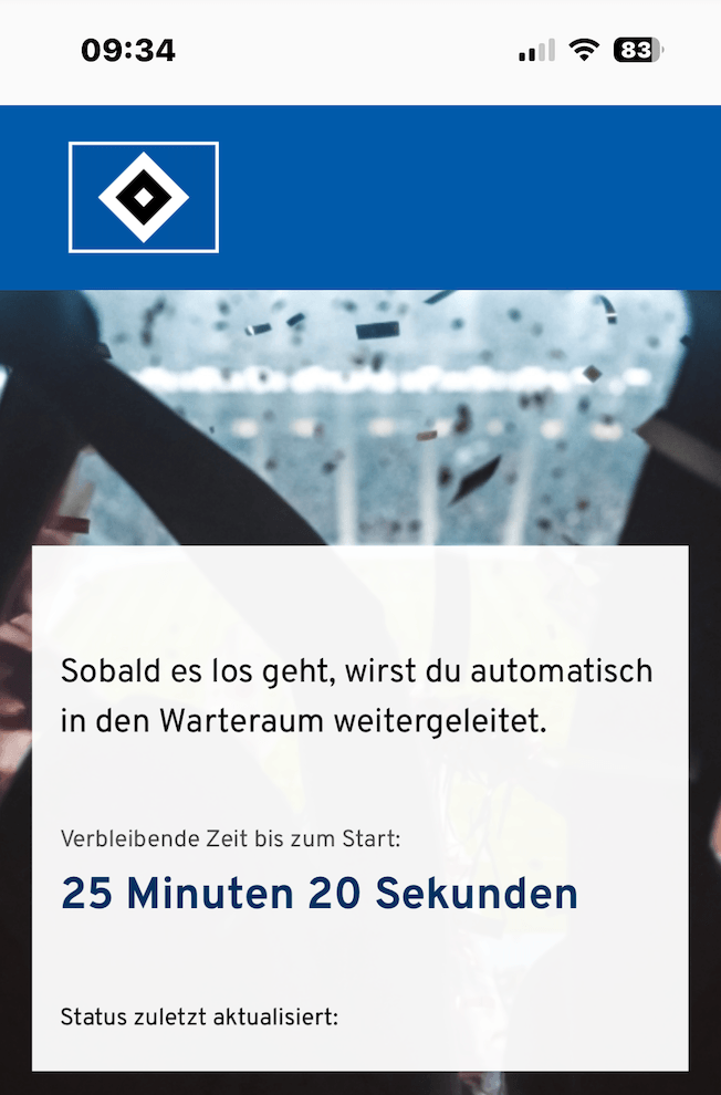 HSV-Screenshot digitaler Warteraum