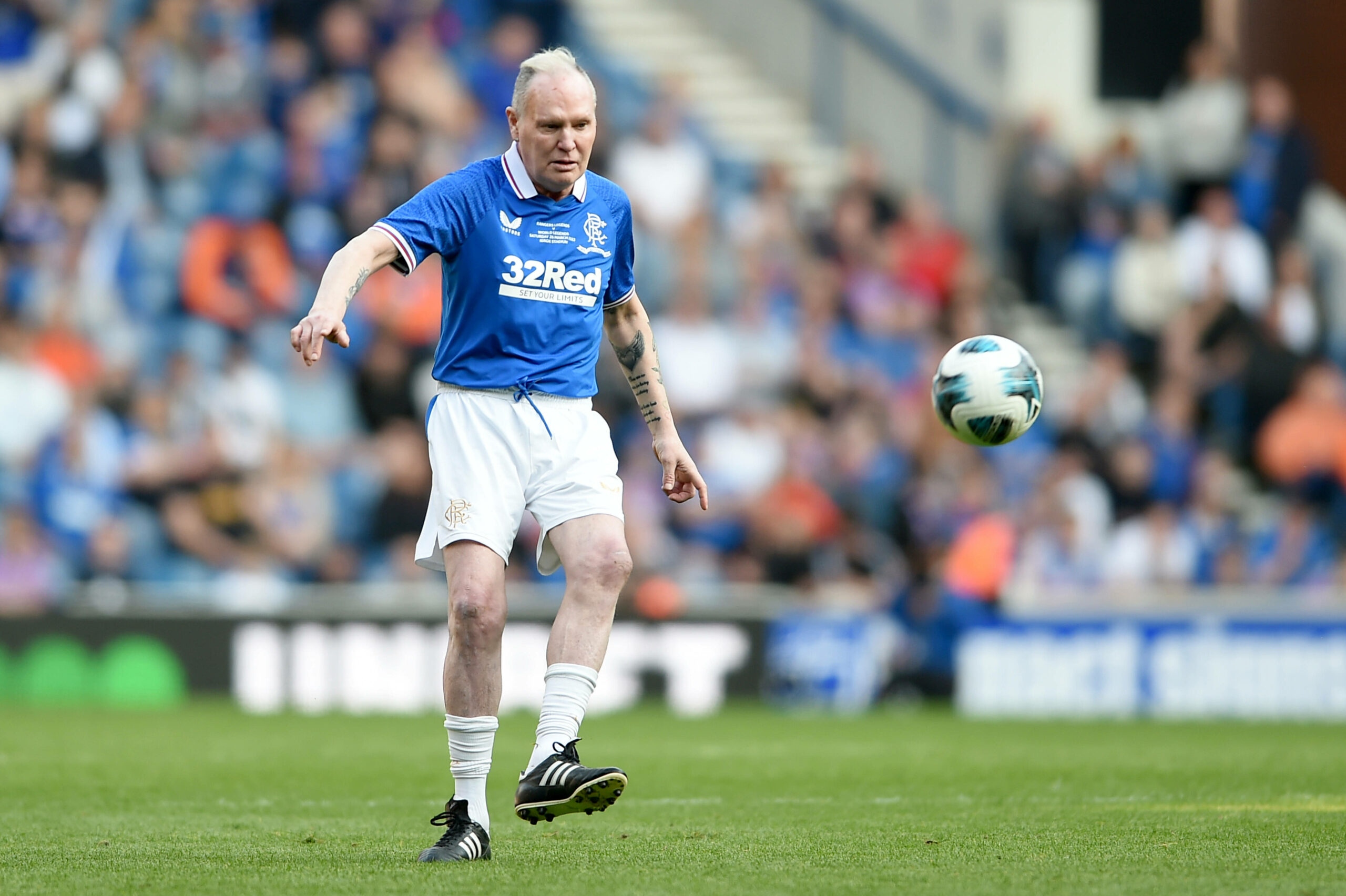 Paul Gascoigne beim Jubiläumsspiel der Rangers-Legenden gegen die Welt-Legenden