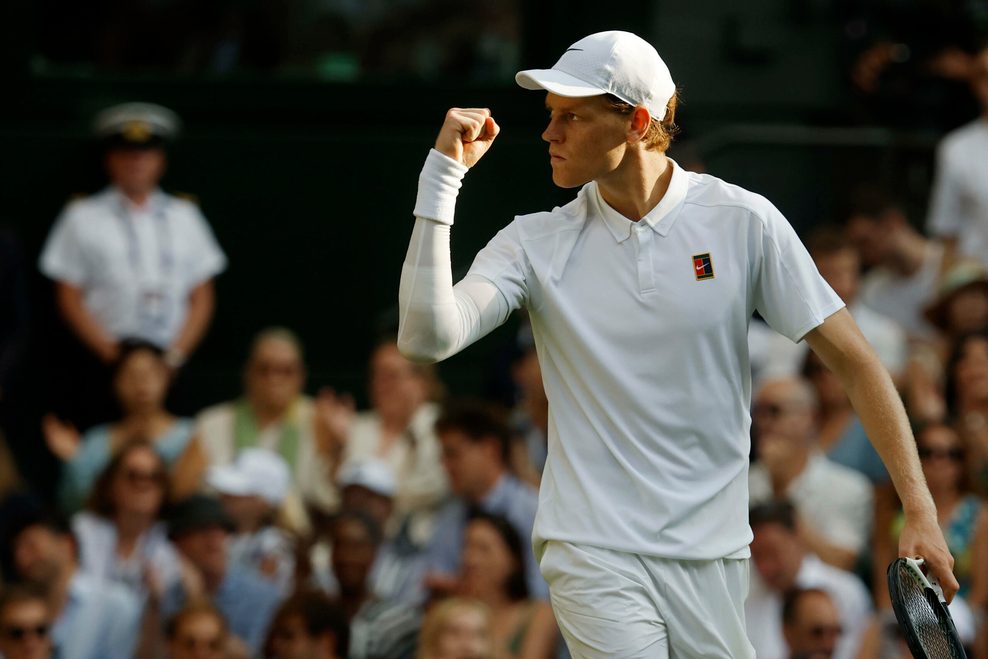 Jannik Sinner jubelt in Wimbledon