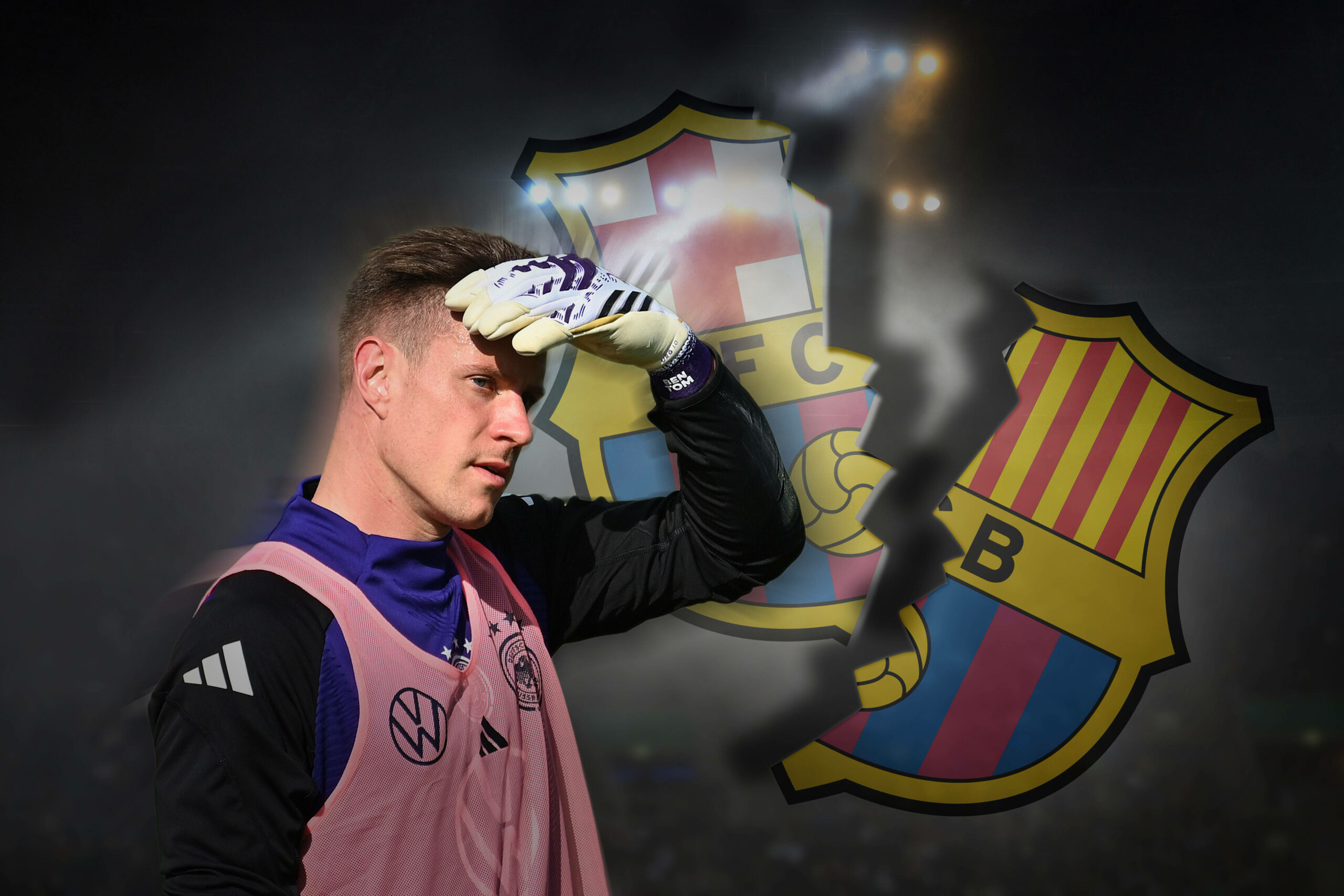 Marc-André ter Stegen fasst sich an den Kopf