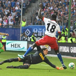 Insgesamt 16 Bundesliga-Spiele hat Bakery Jatta schon für den HSV gemacht, auch beim bislang letzten Erstliga-Auftritt der Hamburger gegen Mönchengladbach war er dabei.