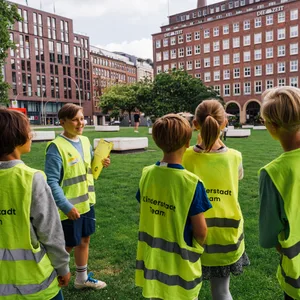 Kindergruppe, Befragung, Warnweste
