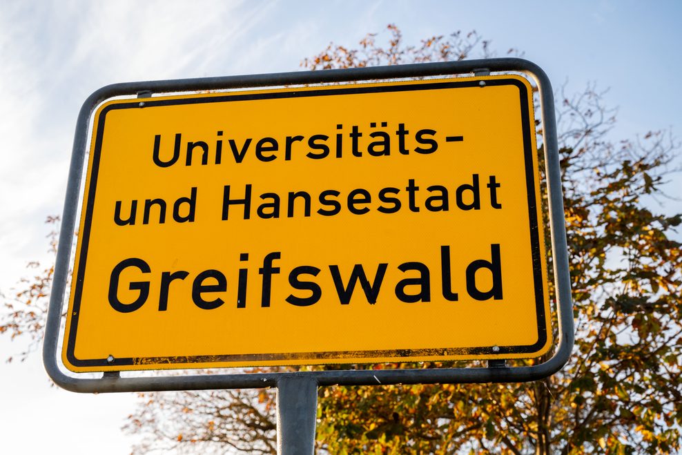 Ortsschild, Greifswald