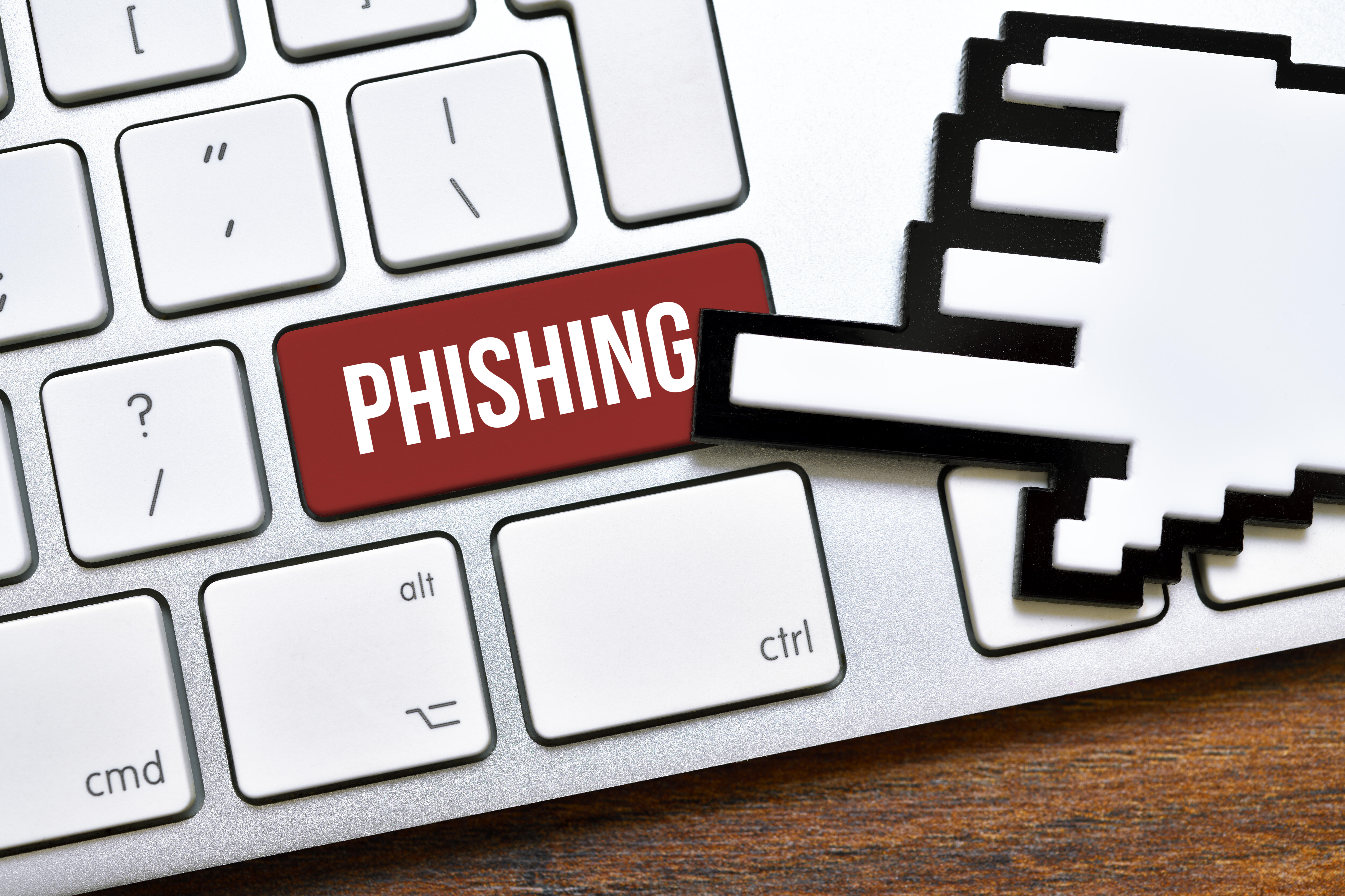 Eine Tastatur auf der das Wort "Phishing" steht