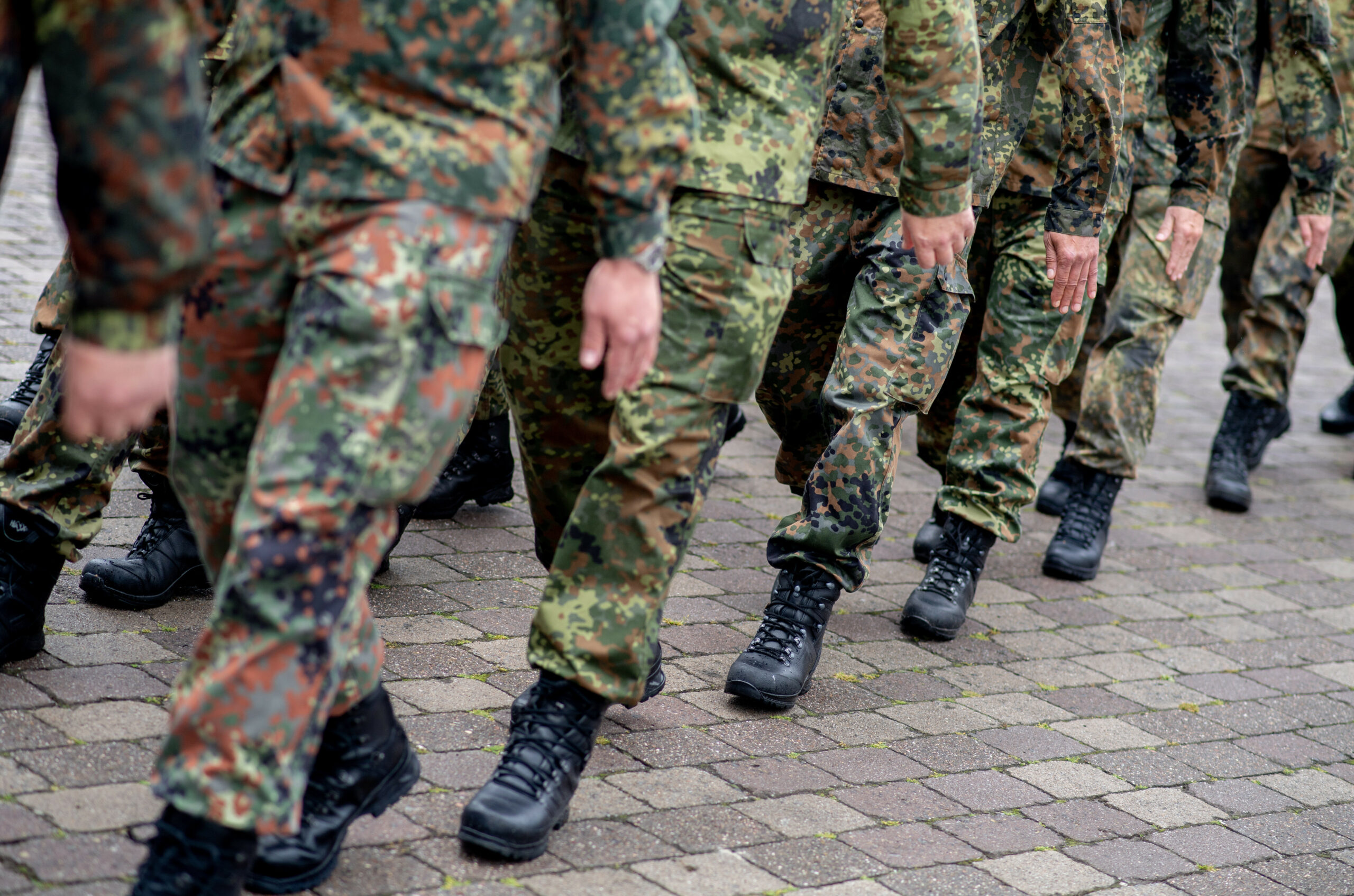 Zahlreiche Reservistinnen und Reservisten marschieren