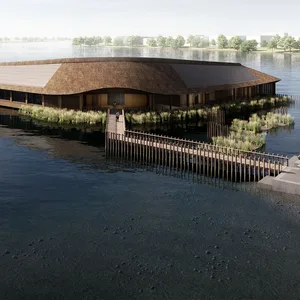 Schwungvoller Holzbau mitten in der Hamburger Außenalster: die „Alsterlust“ des Architekten Mauro Meuli.