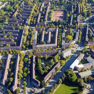 Luftbild von Wohnhäusern in Horn