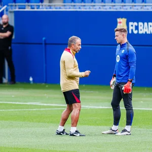 Hansi Flick (l.) und Marc-André ter Stegen