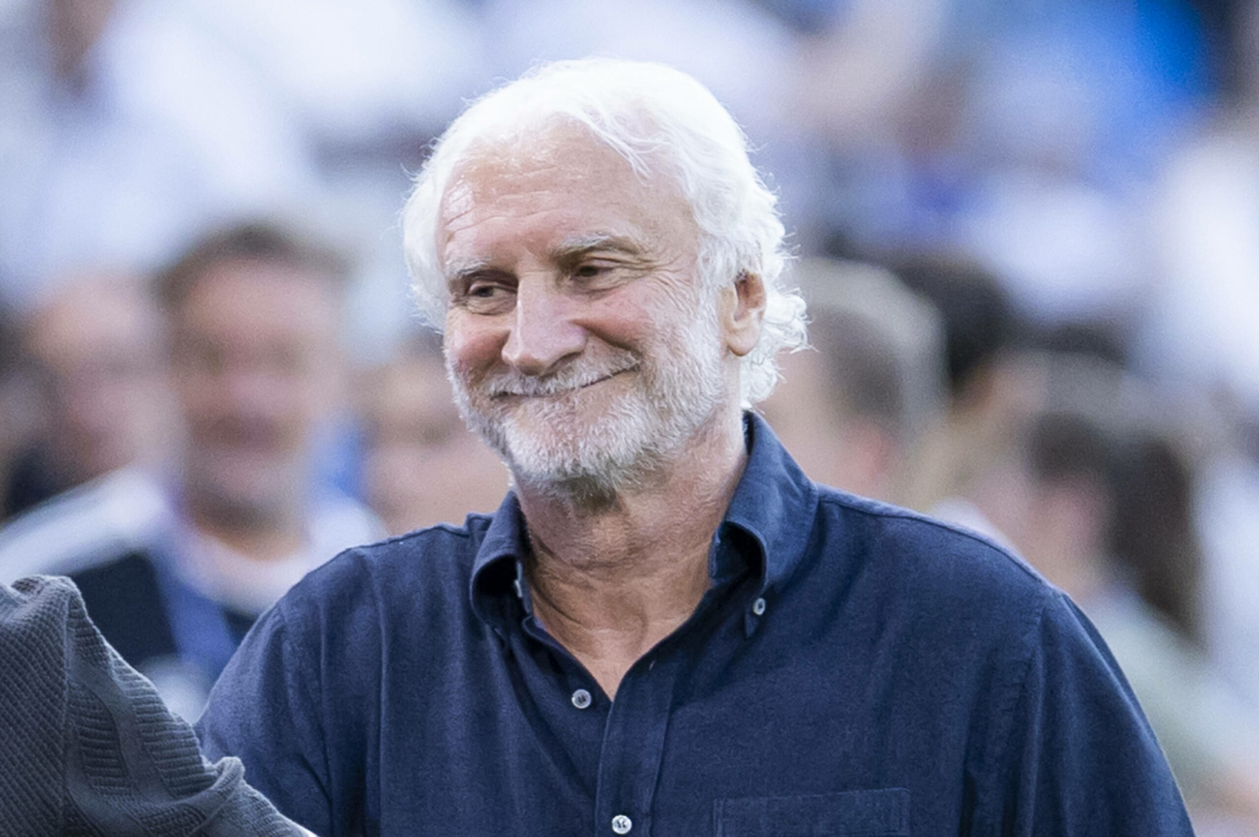Rudi Völler vor dem Finale der U21-Europameisterschaft zwischen England und Deutschland im National Football Stadium in Bratislava.