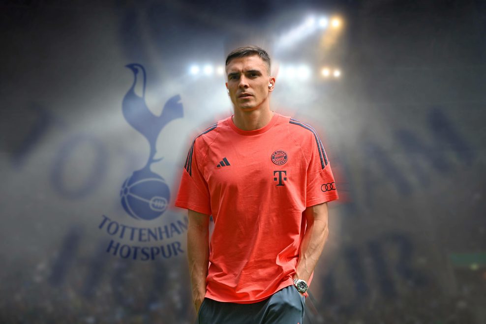 Joao Palhinha vor Tottenham-Logo