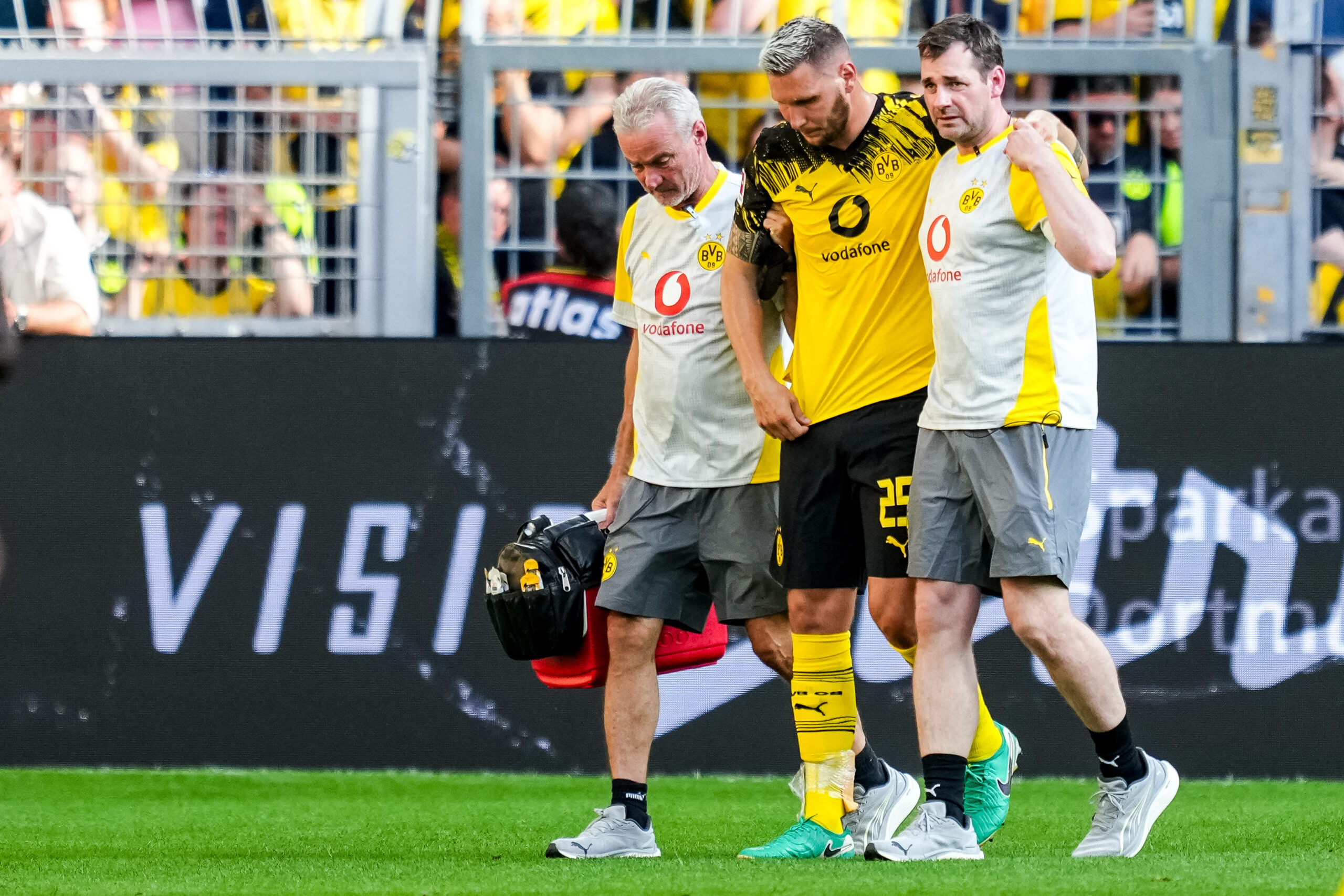 Niklas Süle wird vom Platz begleitet