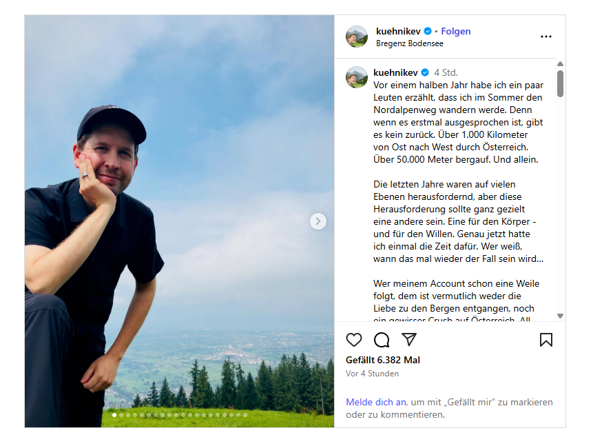 Kevin Kühnert ist nach seinem Rückzug aus der Politik wandern gegangen – 1000 Kilometer weit und ganz allein.