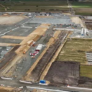 Baustelle der Northvolt Drei Batteriezellenfabrik
