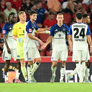 HSV-Profis trösten sich nach einem Testspiel