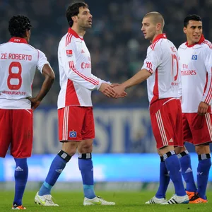 Zé Roberto, Ruud van Nistelrooy, Mladen Petric und Änis Ben-Hatira auf dem Spielfeld