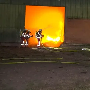 Die brennende Scheune in Dägeling bei Itzehoe.