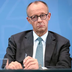 Bundeskanzler Friedrich Merz bei einer Pressekonferenz