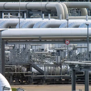 Die Rohrsysteme und Absperrvorrichtungen in der Gasempfangsstation der ehemaligen Ostseepipeline Nord Stream 2 liegen am Standort Lubmin.