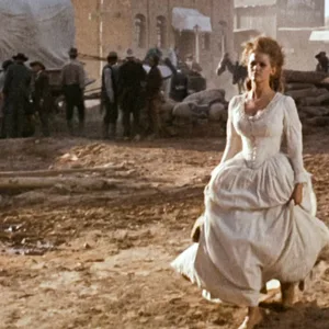 Szene aus dem Film „Spiel mir das Lied vom Tod” mit dem Claudia Cardinale Weltruhm erlangte.