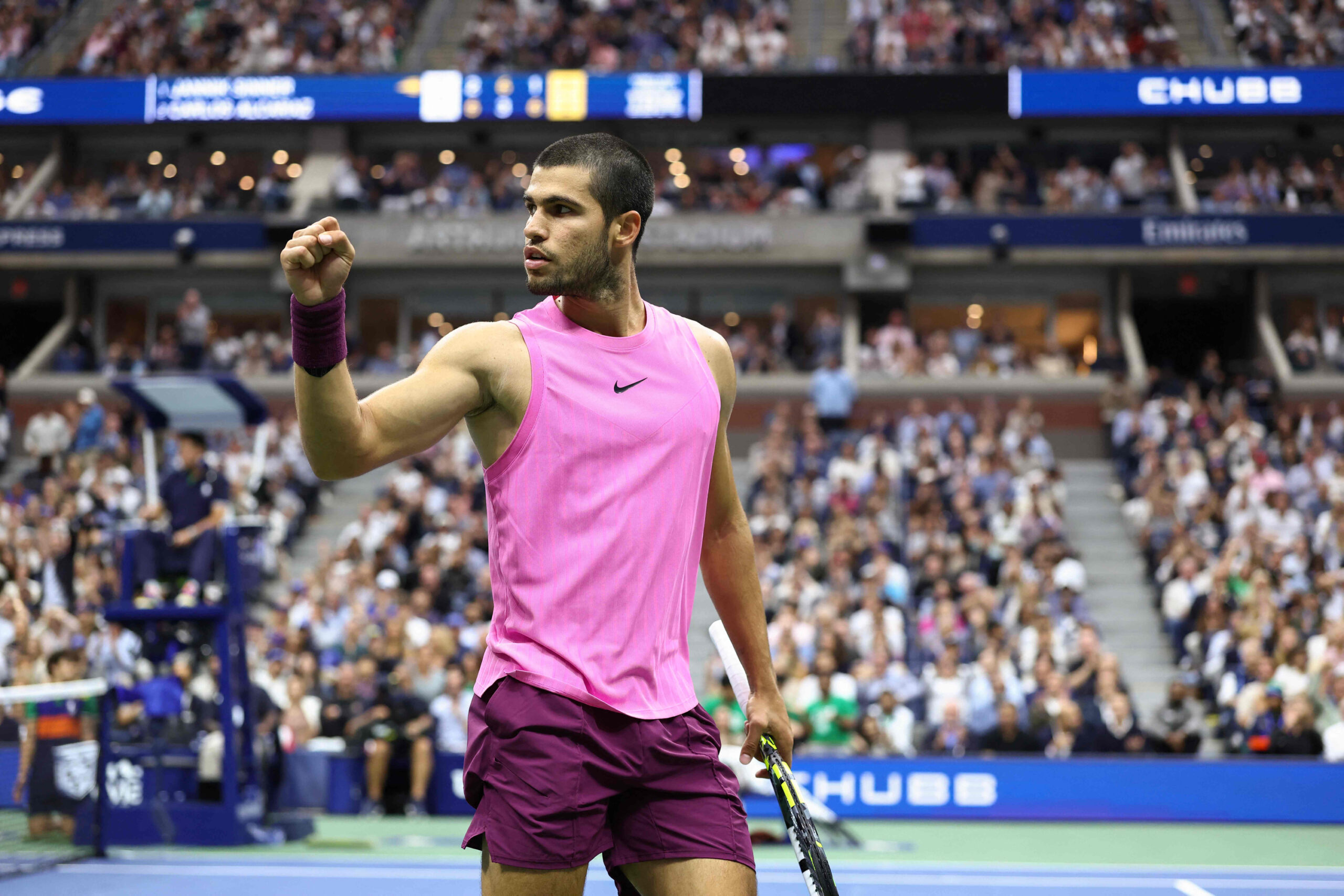 Carlos Alcaraz jubelt bei den US Open in New York