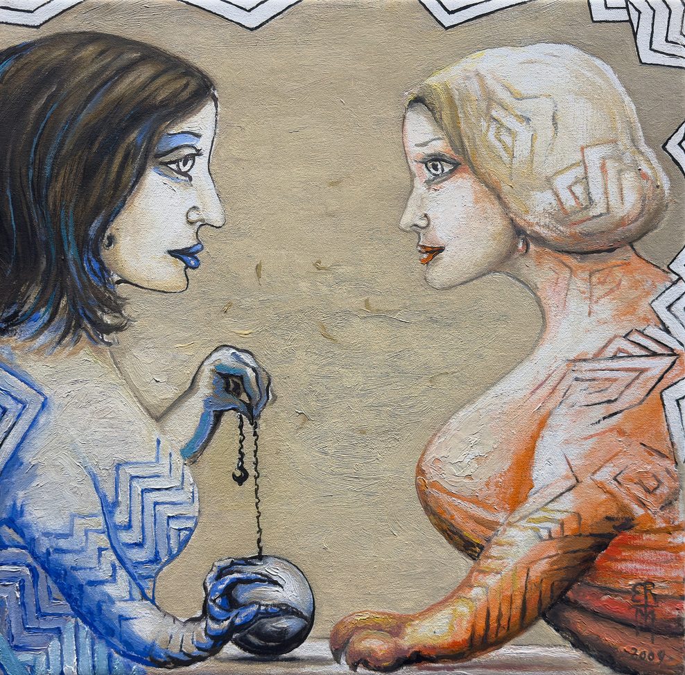 Abstraktes Bild von zwei Frauen