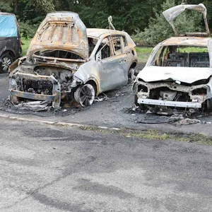 Bei dem Brand in Rostock wurden vier Autos zerstört.