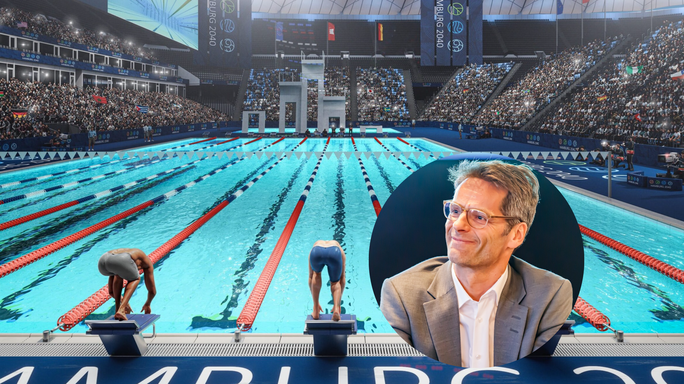Steffen Rülke will die Olympischen Spiele nach Hamburg holen. Das Volksparkstadion soll zur Schwimmhalle werden.