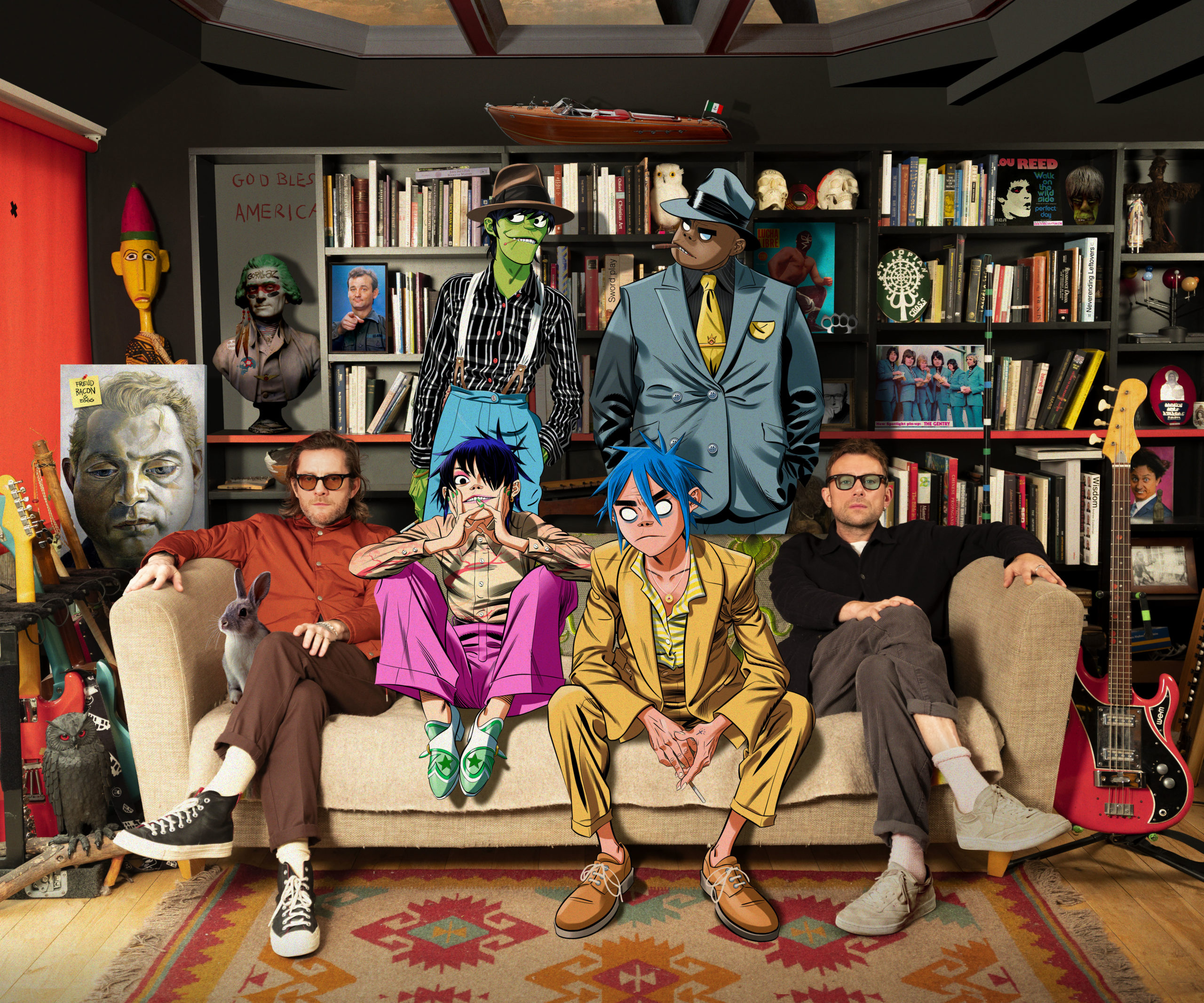 Die Gorillaz und ihre Masterminds Jamie Hewlett (l.) und Damon Albarn.